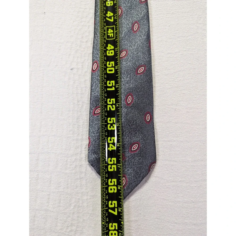 Christian Dior Monsieur Men's Tie Gray Red Geometric Silk Blend Made USA